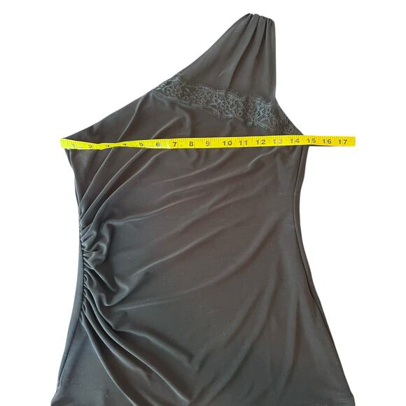 WHITE HOUSE BLACK MARKET BLACK ASYMMETRICAL ONE SHOULDER SLEEVELESS LACE SIZE XS - Picture 10 of 14